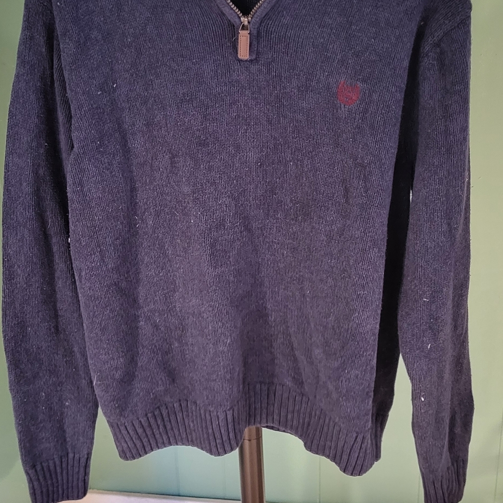 Chaps Ralph Lauren 1/2 Zip Navy Sweater, XL, 100% Cotton, Dadcore, Relaxed Fit